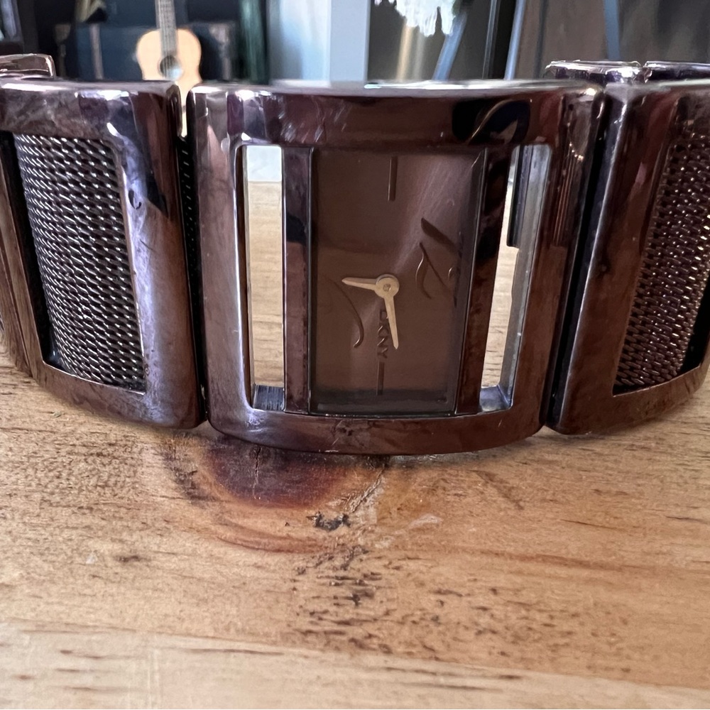 DKNY brown metal bracelet/cuff watch